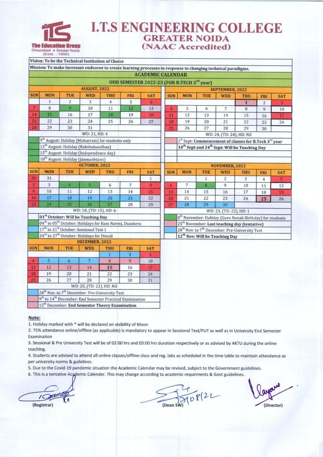 Btech Syllabus And Academic Calendar | ITS Engineering College